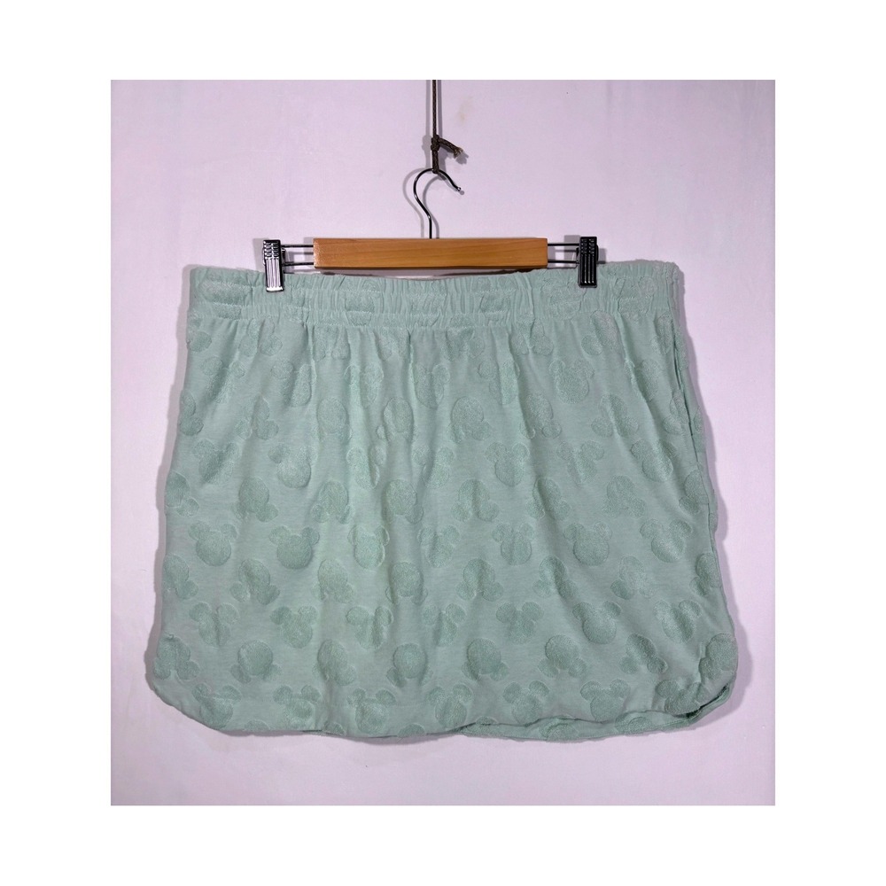 Disney Mickey Mouse Summer Travel Terry Cloth Mini Skirt Women L Mint Green